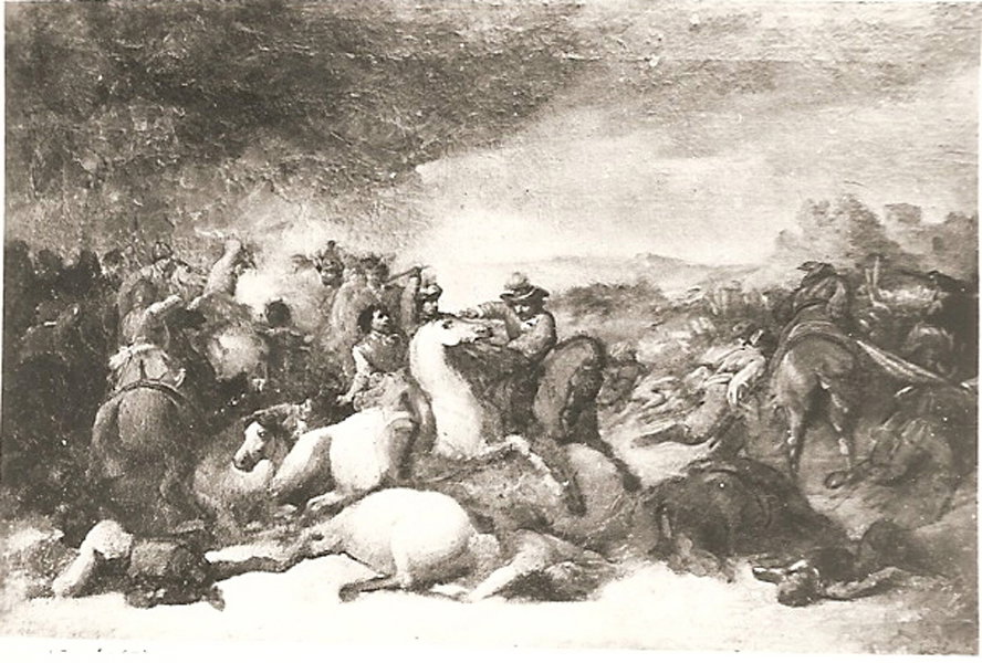 battaglia di cavalieri (dipinto) - ambito italiano (sec. XVII)